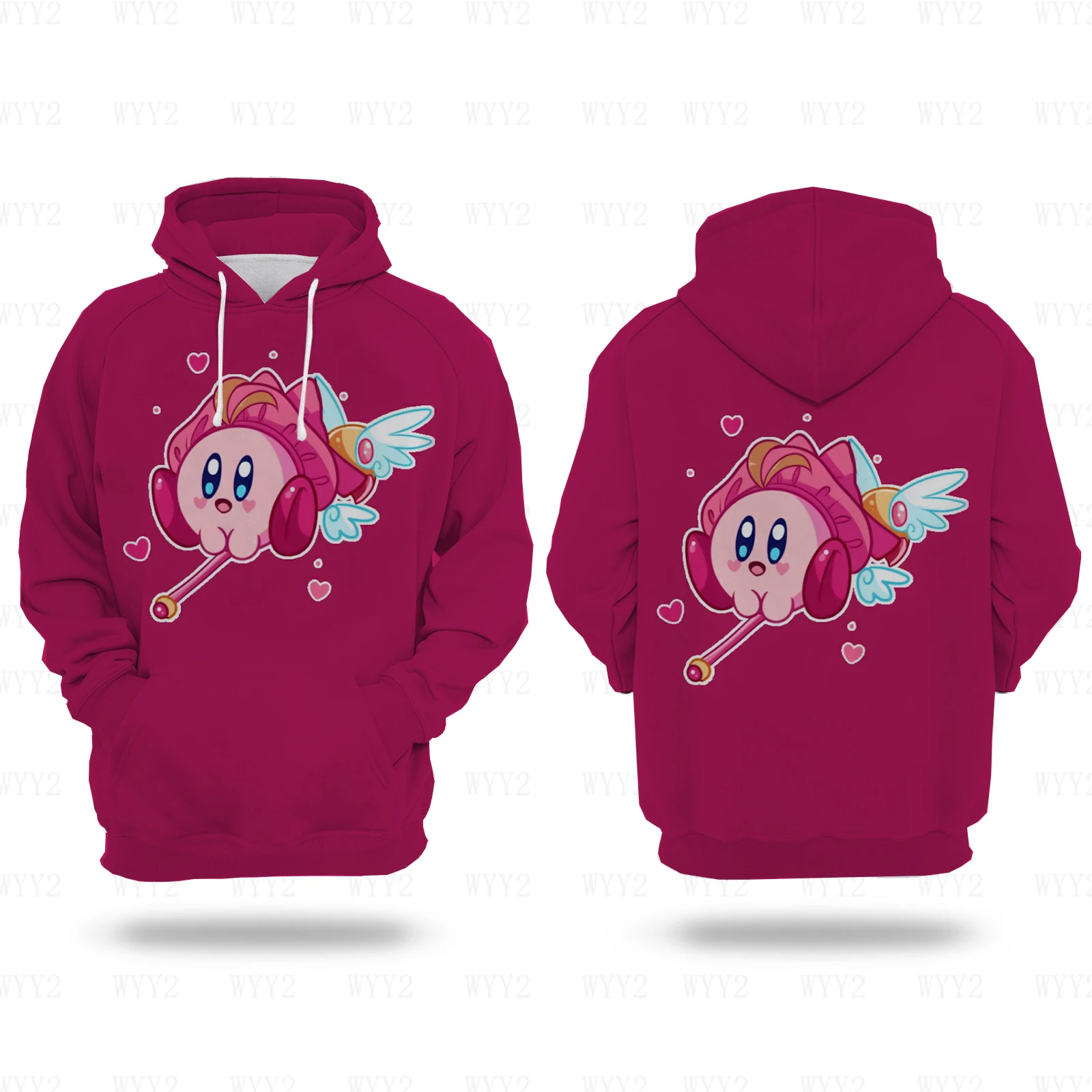 Kirby Sweet Anime Sweats à capuche College, Sweat-shirt unisexe, Confortable, Simple proximité, Wstring, Polyvalent, Pull, Mode