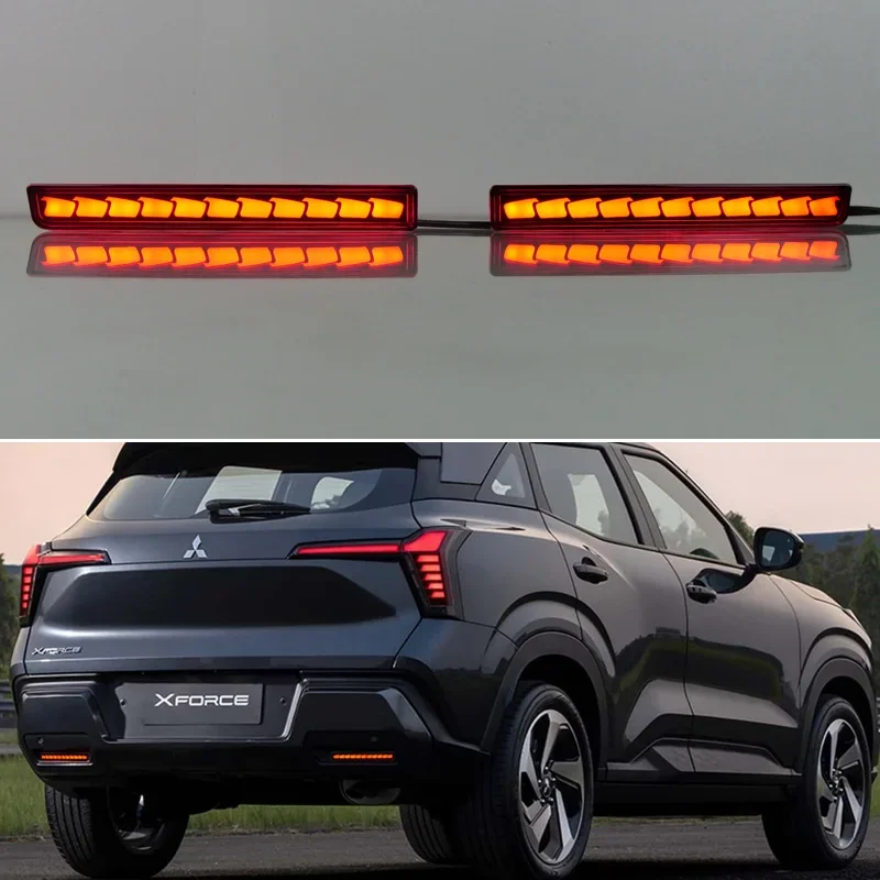 LED Rear Bumper Reflector Light For Mitsubishi xforce 2023 2024 3-in-1 Functions Rear Running Light + Brake Lamp + Turn Signal