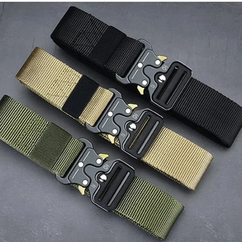 Cinturón táctico de liberación rápida para hombres - Pretina de lona duradera |   Caza al aire libre, correa de camuflaje militar |   Moda ajustable