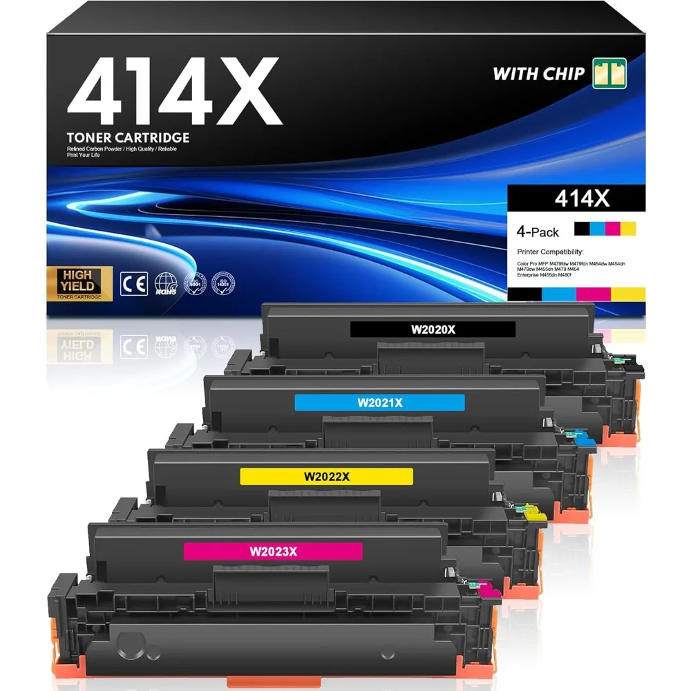 414X Toner Cartridge 4 Pack High Yield (with Chip) Replacement for HP 414A HP 414X Compatible with HP Color Pro MFP M479fdw