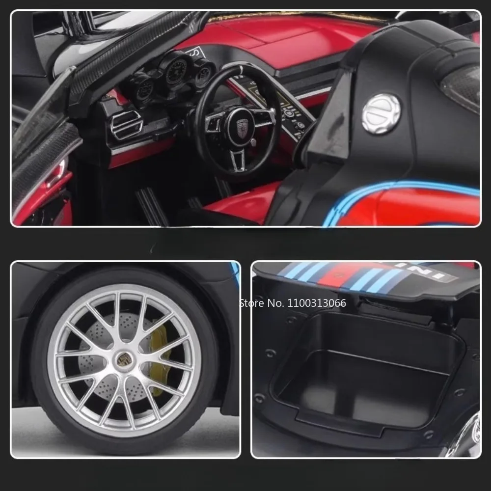 1:18 918 Spyder Martini Apollo EVO Modelos de carros esportivos brinquedos portas 4 veículos abertos puxar para trás luz música carro em miniatura presentes para meninos