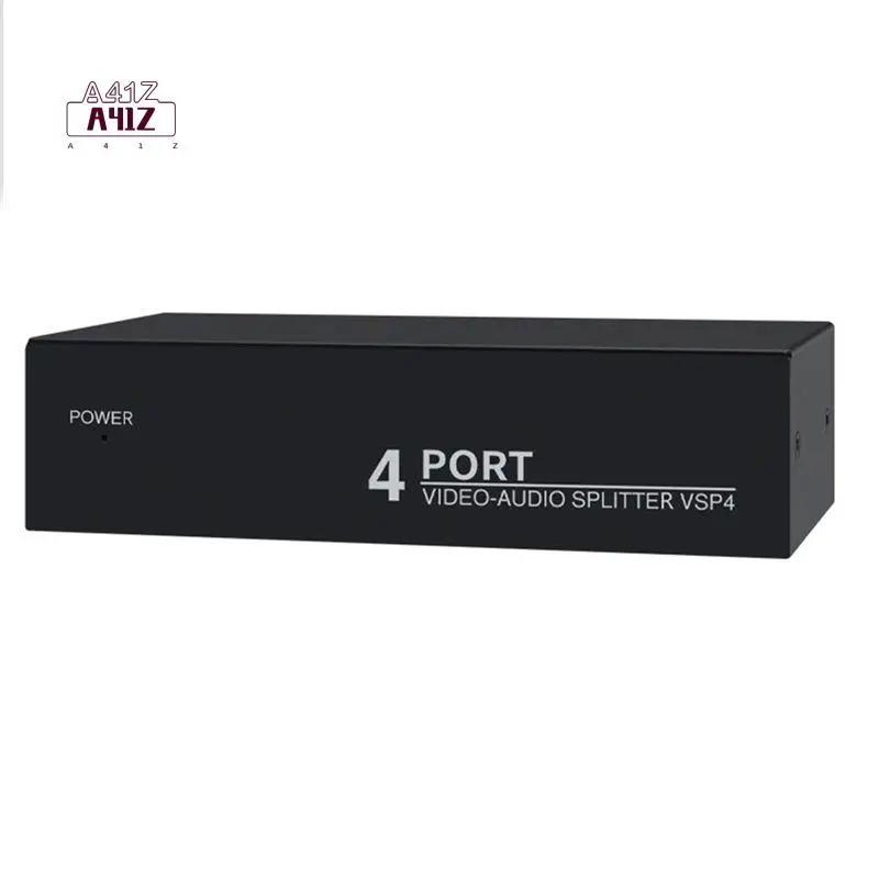 A41Z-4-Way AV Audio Splitter 1 In 4 Out Composite RCA AV Splitter 1X4 Video Audio Splitter Distributor For DVD C-VBS EU Plug