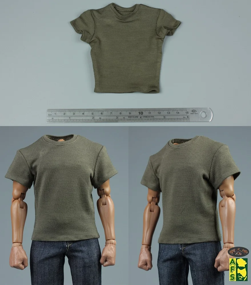 In Stock AFS 1/6 Scale Male Soldier Solid Color T-shirt Tops Clothes Model Fit 12\'\' Soldier Action Figure Body Dolls