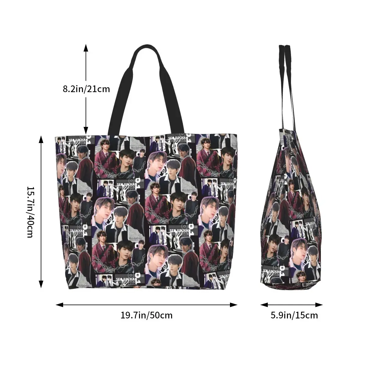 Hwang In Yeop Shopping Tote Bag Canvas Large Capacity Shoulder Bags Shopper Grocery Handbag for Women