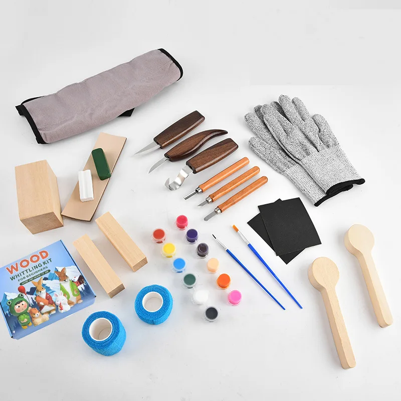 Imagen 4: Juego de caja de regalo con cuchillo para tallar, juego de cuchillos para tallar carpintería de 23 piezas para dar forma al madera, arte y artesanía, caja de regalo con cuchillo de madera