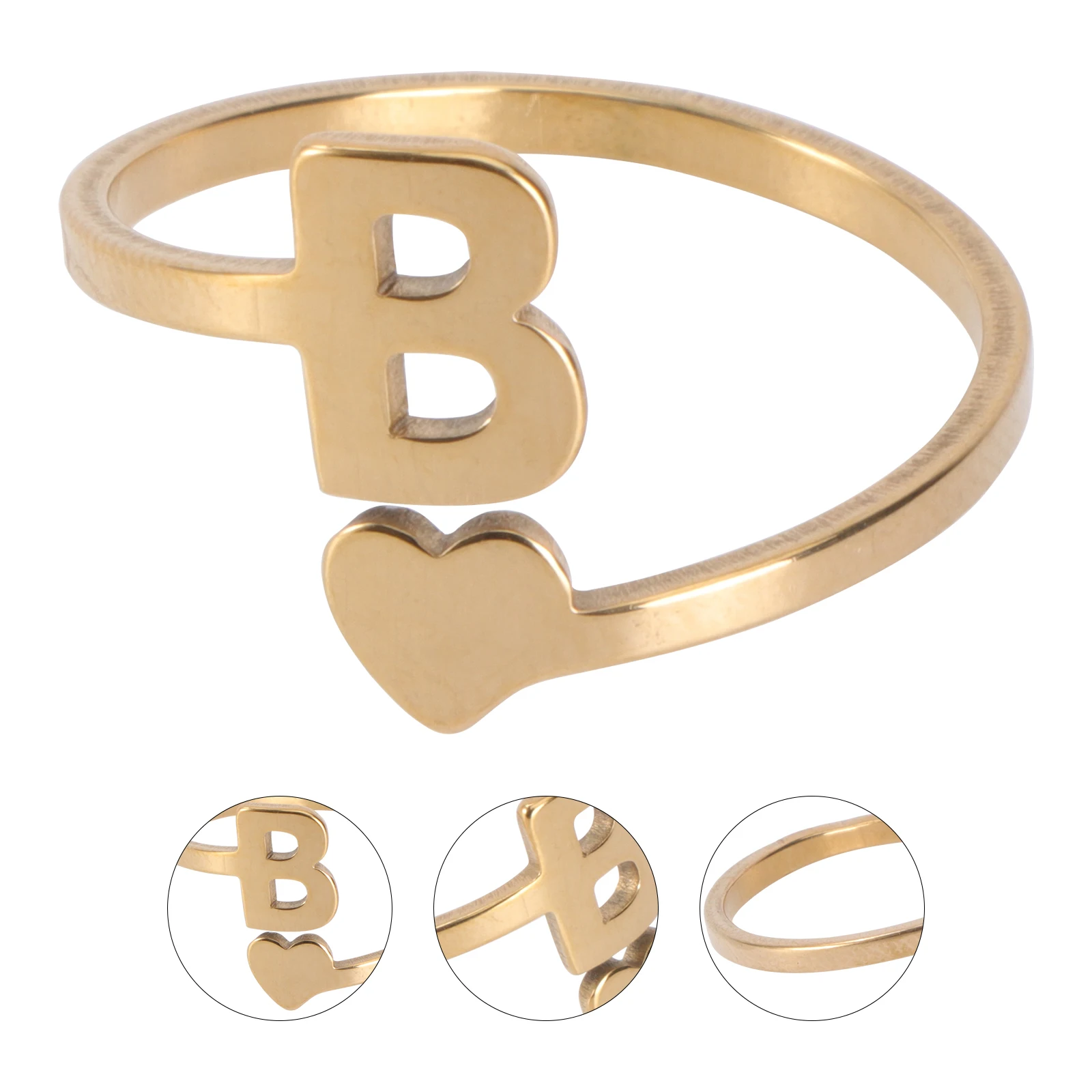 Rings English Initials Loving Golden Stainless Steel Simple Finger Miss