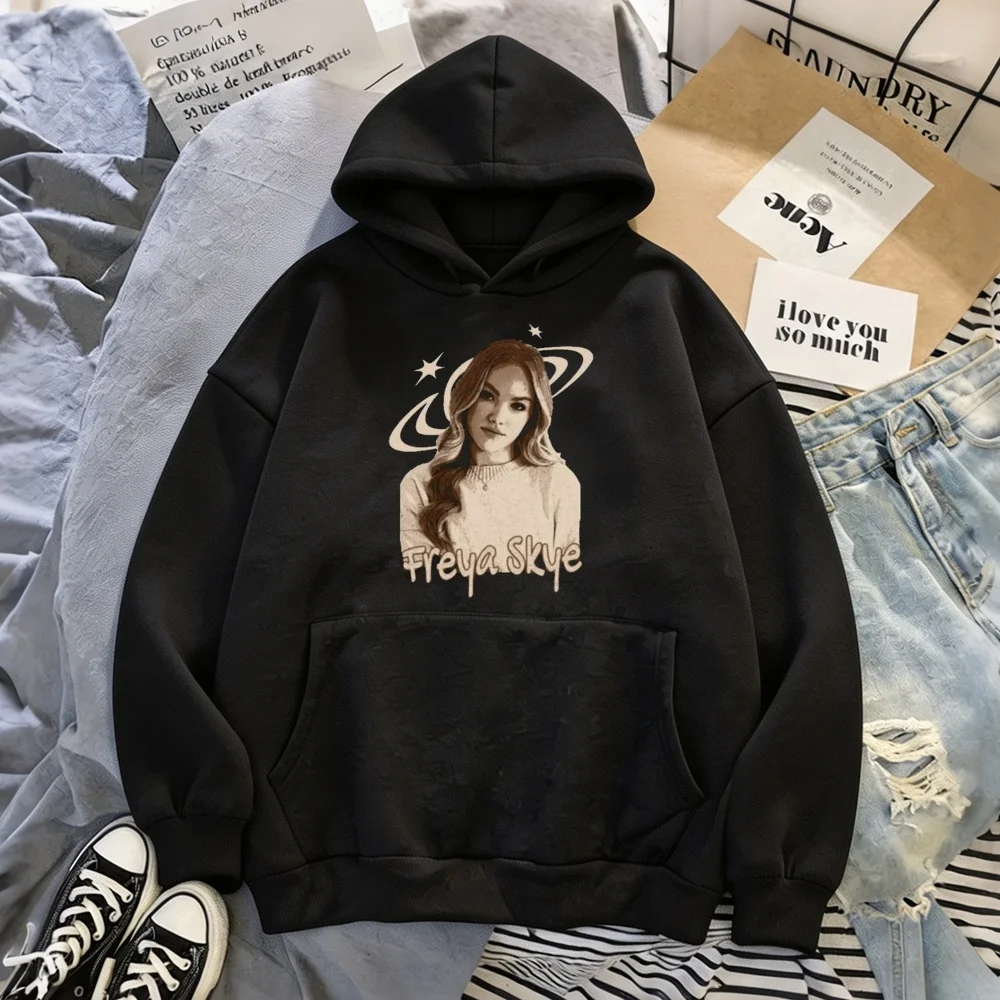 Freya Sky womens hoodies fashion tops graphic 2000s hip hop cutecore Casual Pockets