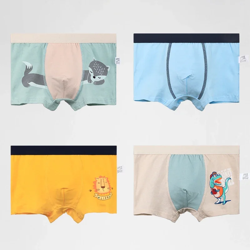 

5PCS Children's cotton underwear, boys' thin boxer pants, printed soft, medium and small children, little boys' comfortable four
