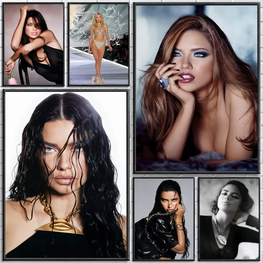 Supermodel A-Adriana Lima Painting Calligraphy Stylish Canvas Poster Wall Art for Bedroom Living Room Study Home Decor Gift