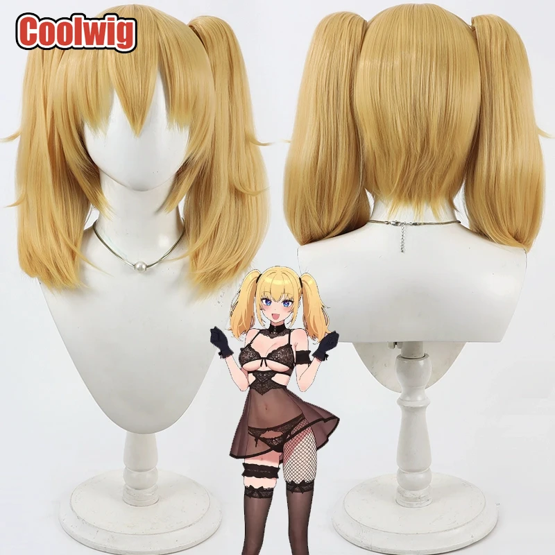 Coolwig الاصطناعية الشعر Grok Ani تأثيري الباروكات الظاهري YouTuber Grok Ani 35 سنتيمتر قصيرة مستقيم شقراء ذيل حصان شعر مستعار مقاومة للحرارة