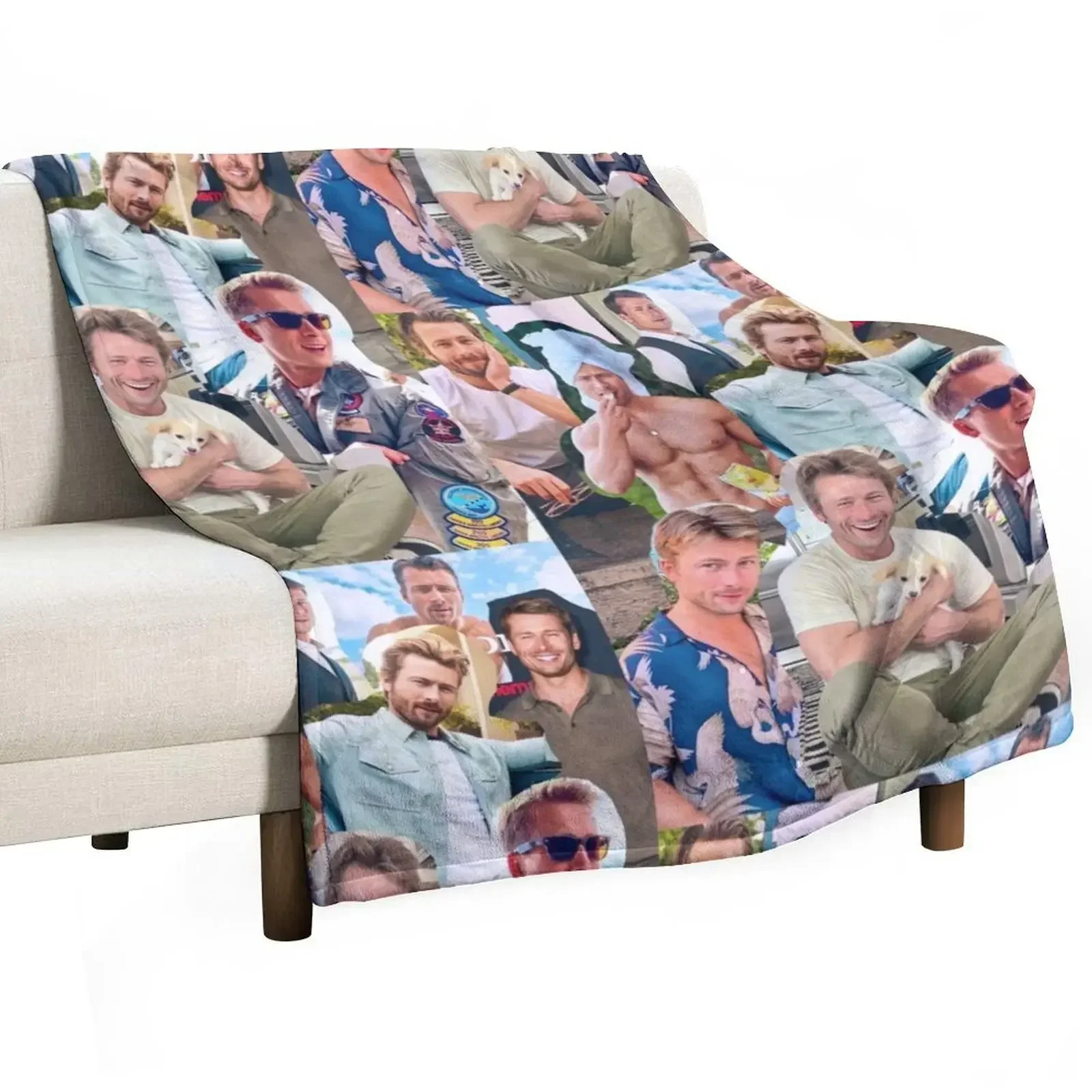 Glen Powell photo collage Throw Blanket Giant Sofa For Sofa Thin warm winter Loose Furrys Hairys Blankets