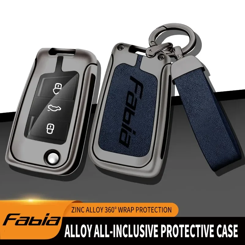 Zinc Alloy Car Remote Key Case For Skoda Fabia MK 1 2 3 Remote Control Protector For Škoda Fabia Car Key Holder Car Accessories