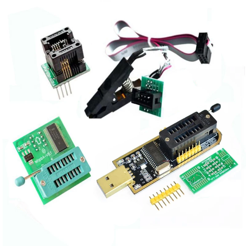 CH341a Programmer adapter+SOIC8 adapter+ SOP8 clip with cable+1.8V adapter CH341 EEPROM Flash BIOS USB programmer ZIF adapter