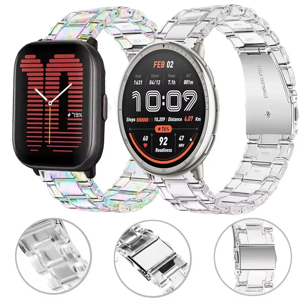

Watch strap 20/22mm Transparent Resin For Amazfit Active 2/Cheetah Pro/Square/Round For Amazfit GTR 2e/G3 pro/Balance Correa
