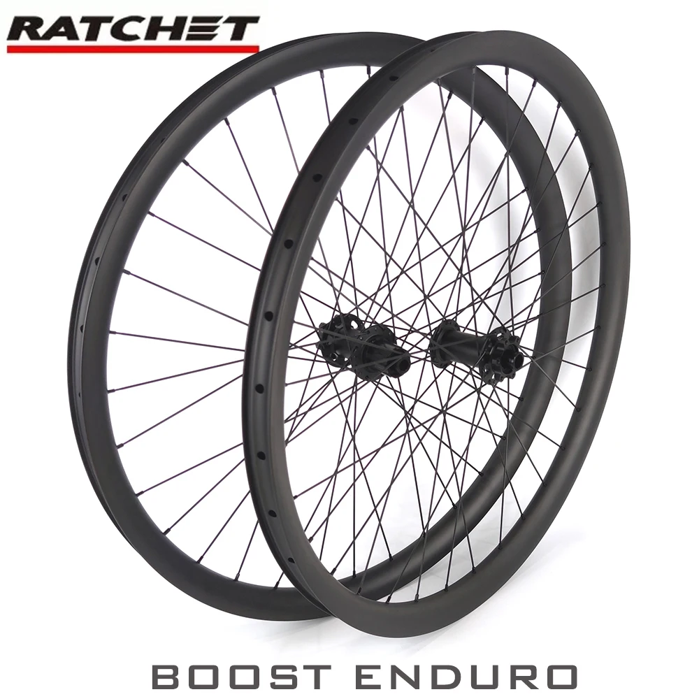 

29er 650b Enduro Boost Bike Wheels 35-38mm Wide 25-30mm Deep Ratchet Hub Carbon Tubeless Mtb Bike Wheelset Symmetric Asymmetric