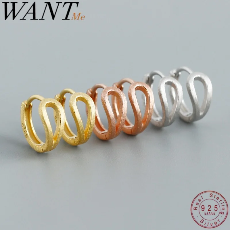 WANTME 925 Sterling Silver Fashion Simple Hollow Teardrop Ear Buckle for Women French Huggies Hoop Earrings Piercing Jewelry