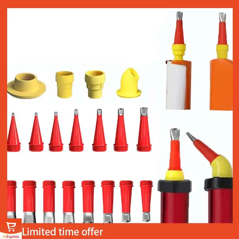 Verse 27-delige kalefatermondstukapplicator met basis Geel en rood Caulking Finisher Afdichtmiddel Afwerkingsgereedschap Aanrechtverbinding