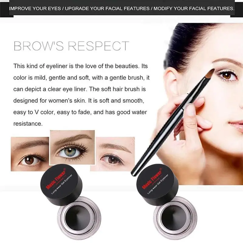 Black Brown Eyeliners Cream Waterproof Non Smudging Long Lasting Eyeliners Gel Eye Liners Makeup Tools With Brush Set