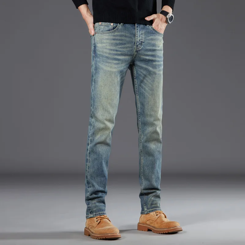 Pantalones vaqueros informales para hombre, Jeans de corte sencillo, lavados a diario, marca de moda urbana versátil, novedad de 2023