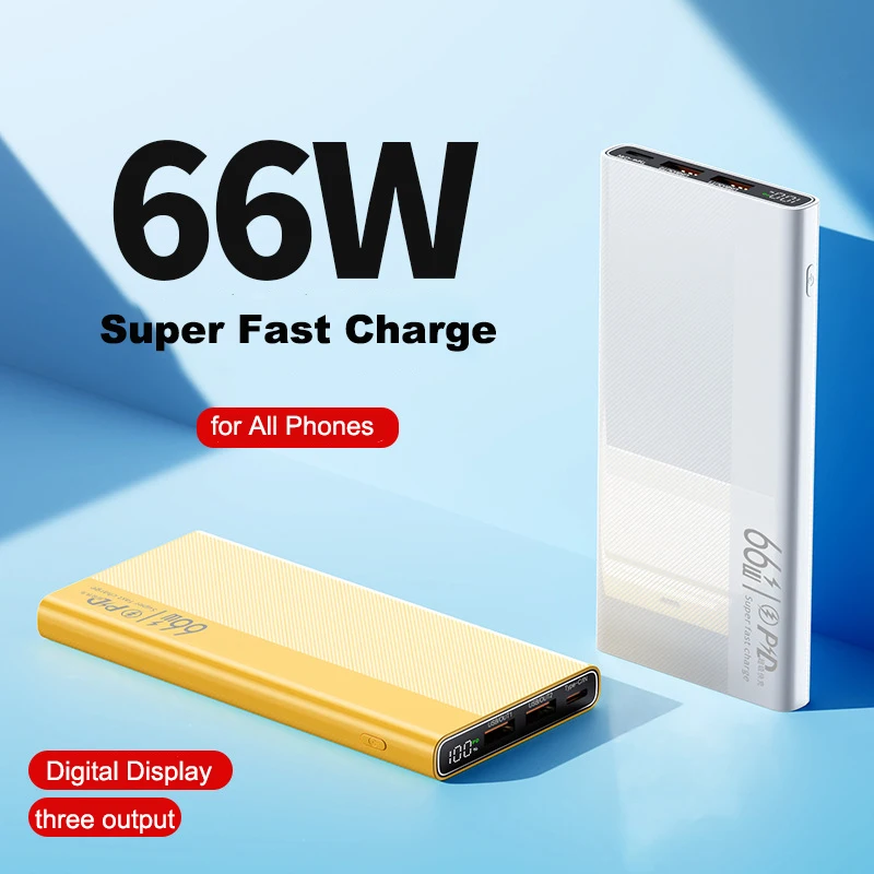 Power Bank 20000 мАч с 66 Вт PD Супер быстрая зарядка Powerbank Внешний аккумулятор для iPhone Huawei Xiaomi Samsung Poverbank