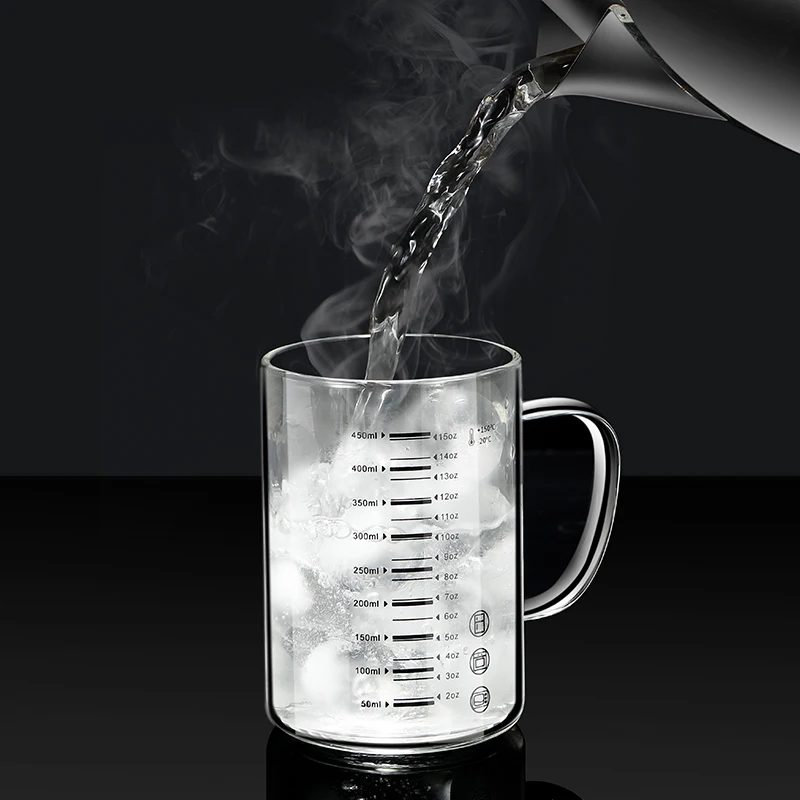 Y-244 Milk Cup Caffeine Beaker Mug Graduated Beaker With Handle Borosilicate Glass Multi-Function Food Grade Measuring Cups