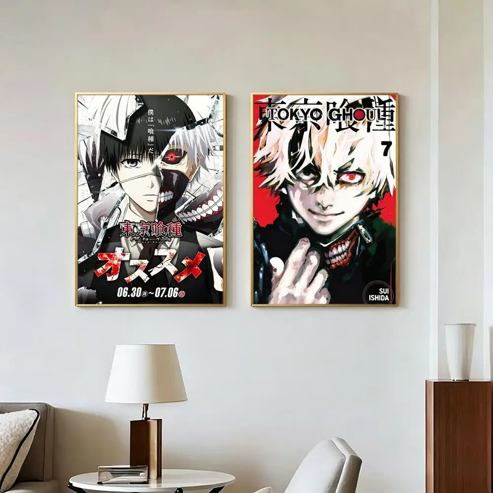 Anime Japanese T-Tokyo Ghoul Poster Peel And Stick Wall Art Self Adhesive PP Waterproof Wall Decor Living Room Bedroom Gift