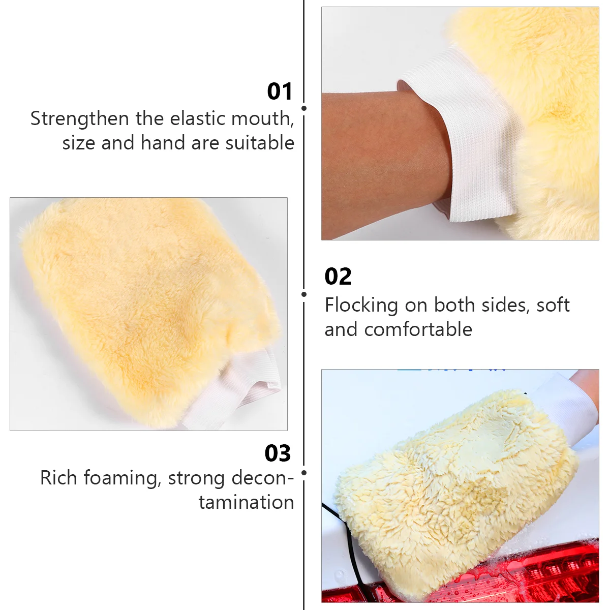 2 Pcs Car Wash Gloves Mitt Microfiber Mop for Cleaning Tool Sponge Auto