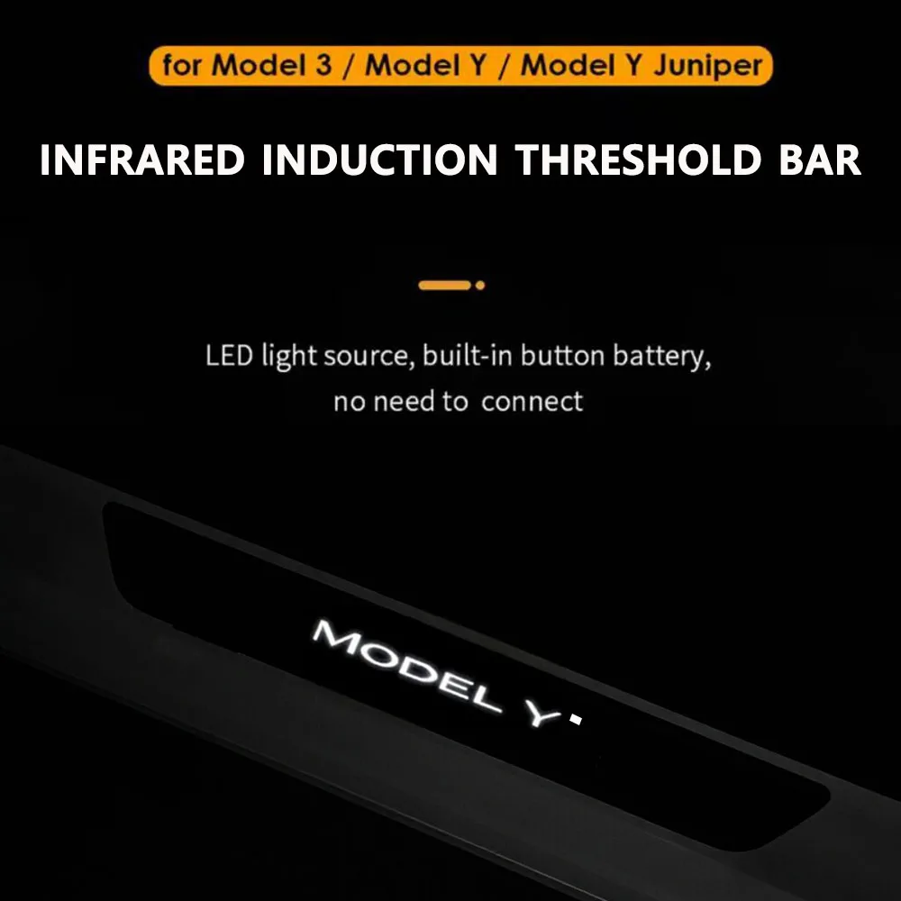 Gen2 Kabellose LED-Beleuchtete Pedale für Tesla New Y Juniper New 3 Highland Infrarot-Erkennung Türschwellenschutz Modell 3 Y – Detail 2