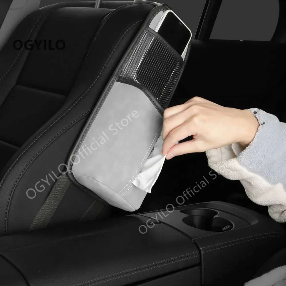 For Infiniti QX70 Car Seat Side Storage Bag Hanging Auto Seat Organizer Tissue Holder Multifunctional Mobile Phone Storage Bag