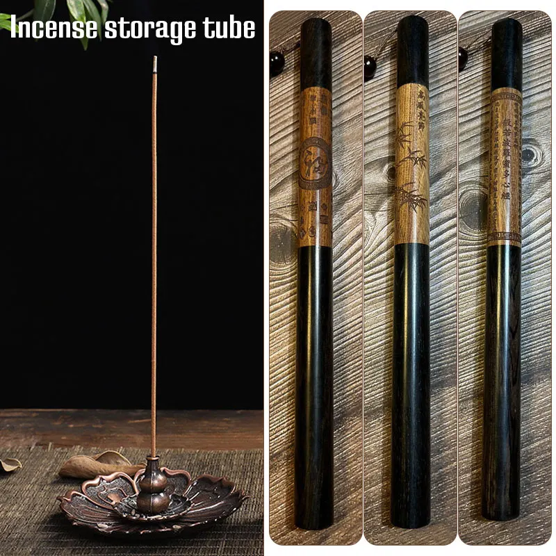 

1 Pcs Rosewood Case Stick Incense Storage Box Sandalwood Line Incense Joss-sticks Buddha Wooden Incense Tube Holder