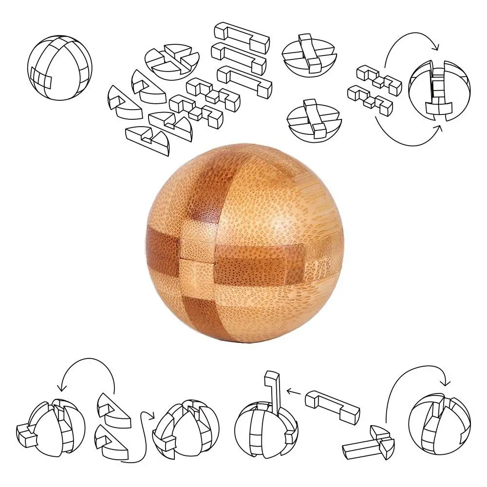 Bamboo Small IQ Interlocking Game Puzzle Toy Brain Teaser Classic Toys Kong Ming Lock