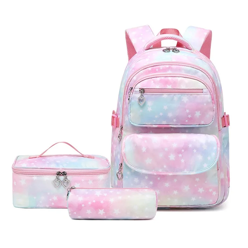 

Fashion Children School Backpack Set with Lunch Bag and Pencil Pouch Primary Students Lightweight Schoolbag Kids Kawaii Backpack