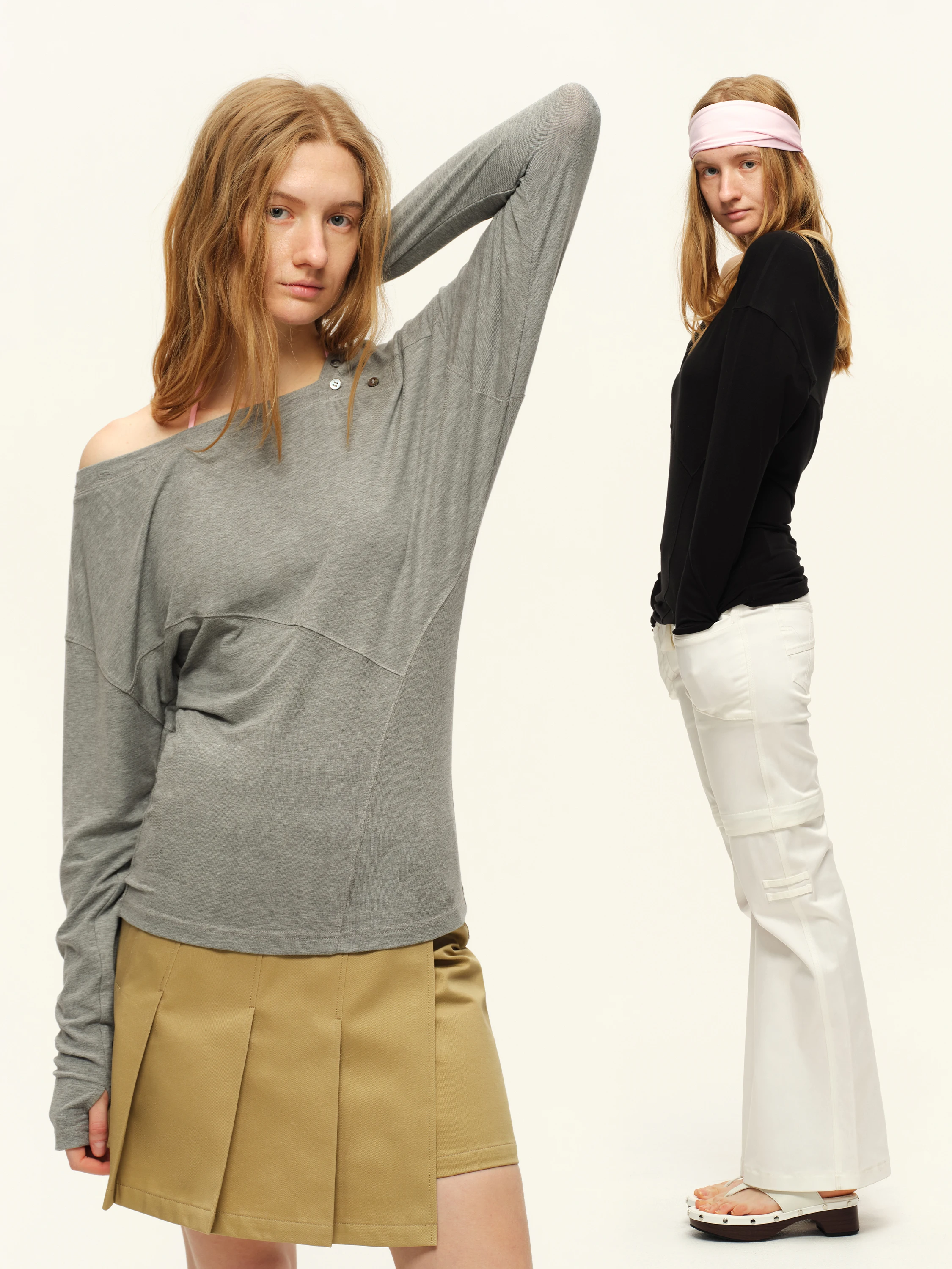 

Casual Long Sve T-irt Women's Waist-Cinching Asymmetrical One-oulder Collar Top Spring Autumn Loose Fit Staable