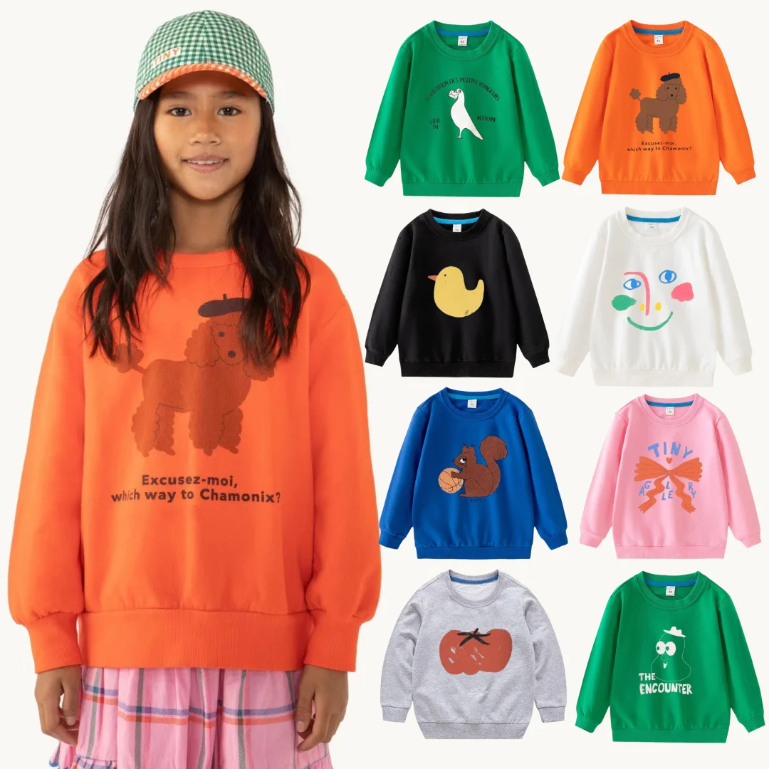 2024 Autumn girls Sweatshirts Cotton boys Hoodies Casual Cartoon Printting Shirts Baby Boy Clothing 2-7 Years Children Tops