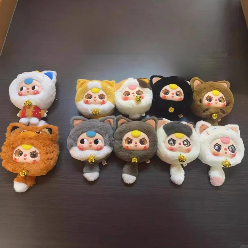 Kawaii Baby Three Lucky Cat Zipper Bag Plush Blind Box Toys Creative Trendy Play Cartoon Pendant Gift Mystery Box Birthday Gift