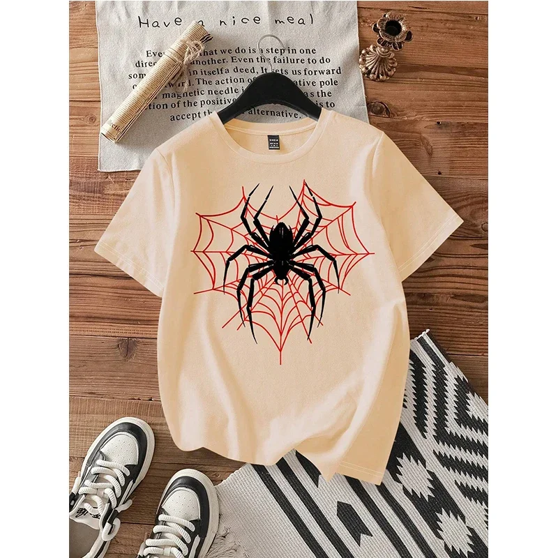 Lässiges Spider-Rundhals-Kurzarm-T-Shirt für Damen, Frühling/Sommer, koreanischer Stil, Grafik-Tops, Gothic-T-Shirt, Damenbekleidung – Detail 6