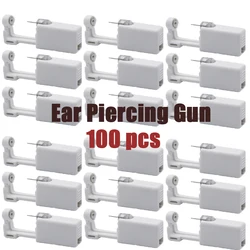 100PCS Ear Piercing Gun Kit Earring Piercer Machine Disposable Disinfect Safety Studs Nose Clip Body Jewelry Piercing Tool Guns