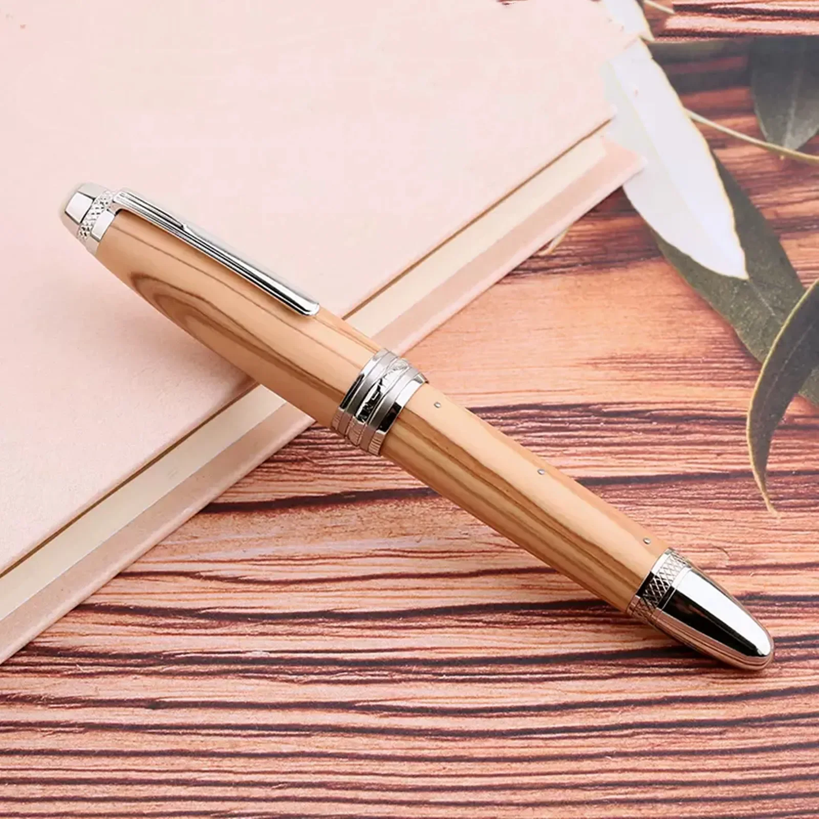 Majohn M1000 Olive Wood Handmade Fountain Pen No.35 BOCK Nib Rivet Pearl Top Office School Supplies Stationery Writing Pen