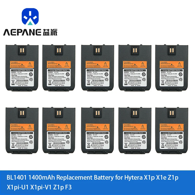 

10PCS 7.4V 1400mAh BL1401 Replacement Battery for Hytera HYT X1e XIP X1p,X1e,Z1p,X1pi-U1,X1pi-V1,Z1p F3 Two Way Radio