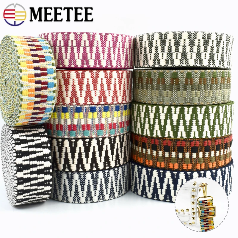 

3/5Y 38/50mm Polyester Jacquard Webbing Shoulder Bag Belt Ethnic Ribbon Band Decorative Braid Backpack Strap Sewing Accessories