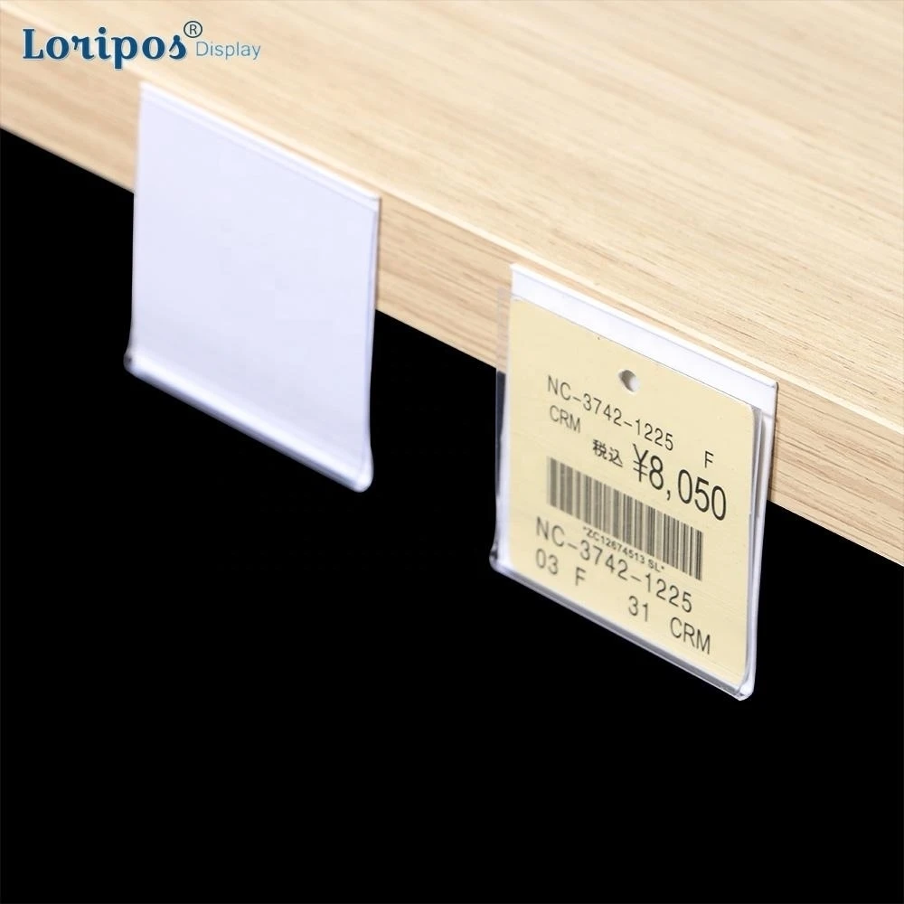 42x55mm White Pvc Price Tag Clip Channel Shelf Talker Plastic Shelf Data Strip For Retailing Store Merchandise Price Display