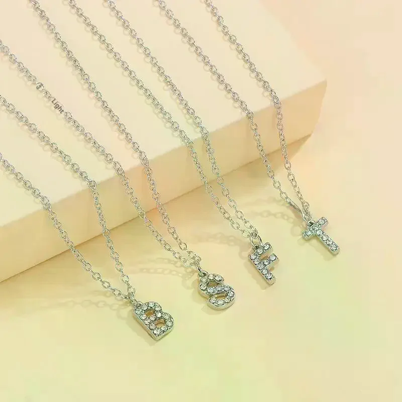 ساطع A-Z قلادة بحرف سحر قلادة 26 الأبجدية الأولية اسم سلسلة الترقوة حفلة عيد الحب مجوهرات هدية #3