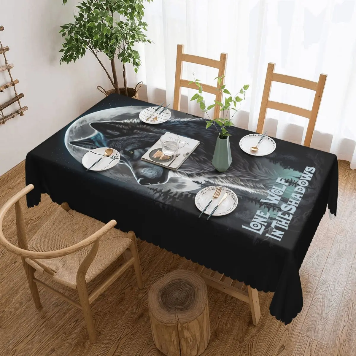 

Rectangular Waterproof Animal Wolf Table Cover Table Cloth Tablecloth for Dining