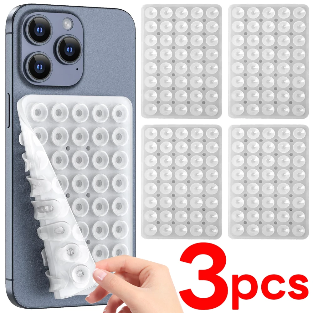 3/1Pcs Double Side Silicone Suction Pad for Mobile Phone Fixture Suction Cup for Samsung iPhone Rubber Sucker Pads for Mirror