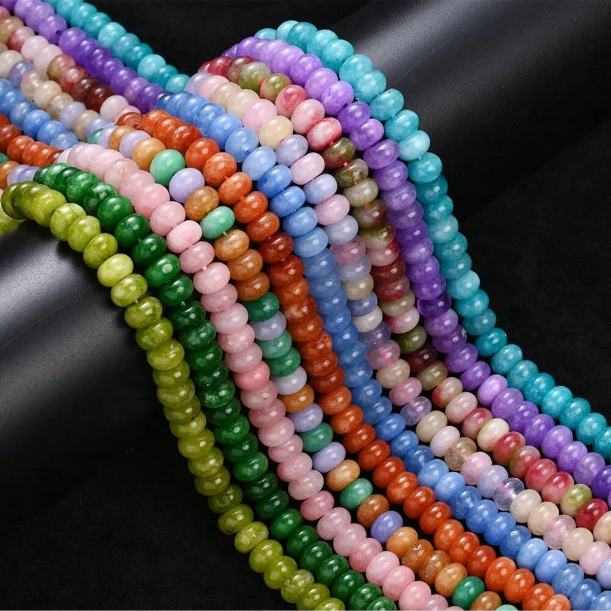 

8x5mm Natural Stone Pink Quartz Synthetic Opal Flat Abacus Bead Loose Spacer For Jewelry Making Diy Necklace Bracelet Accessory
