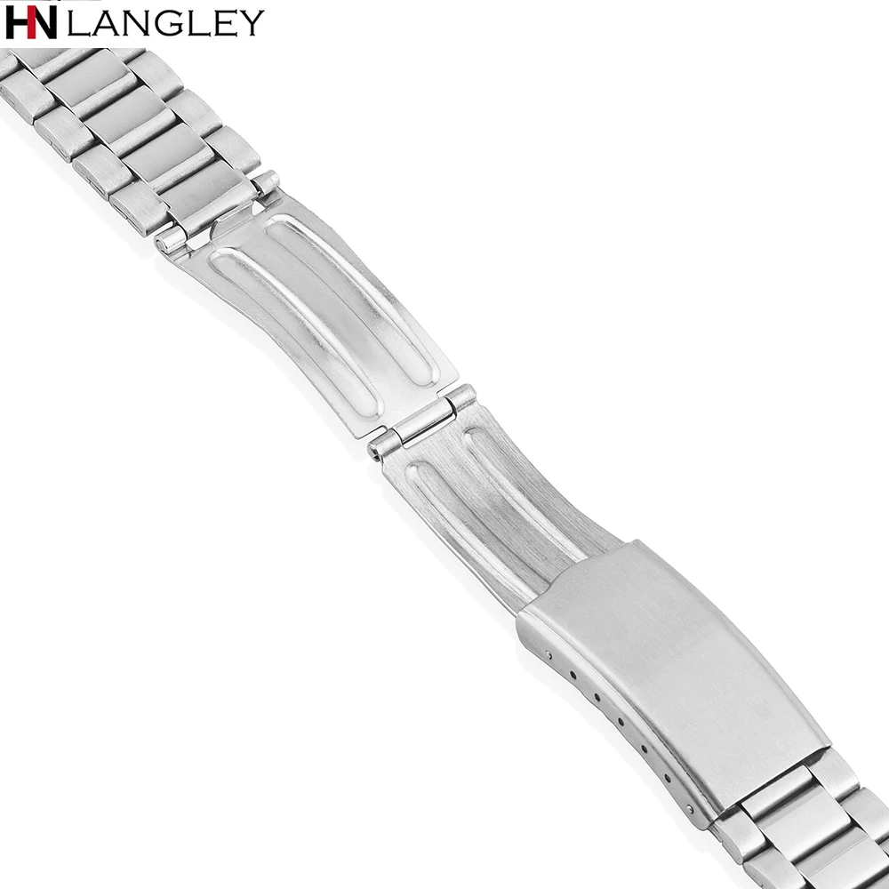 12mm 14mm 18mm 20mm Stainless Steel Watch Strap Silver Gold Metal Bracelet Folding Buckle Men Women Universal WatchbandAccessory