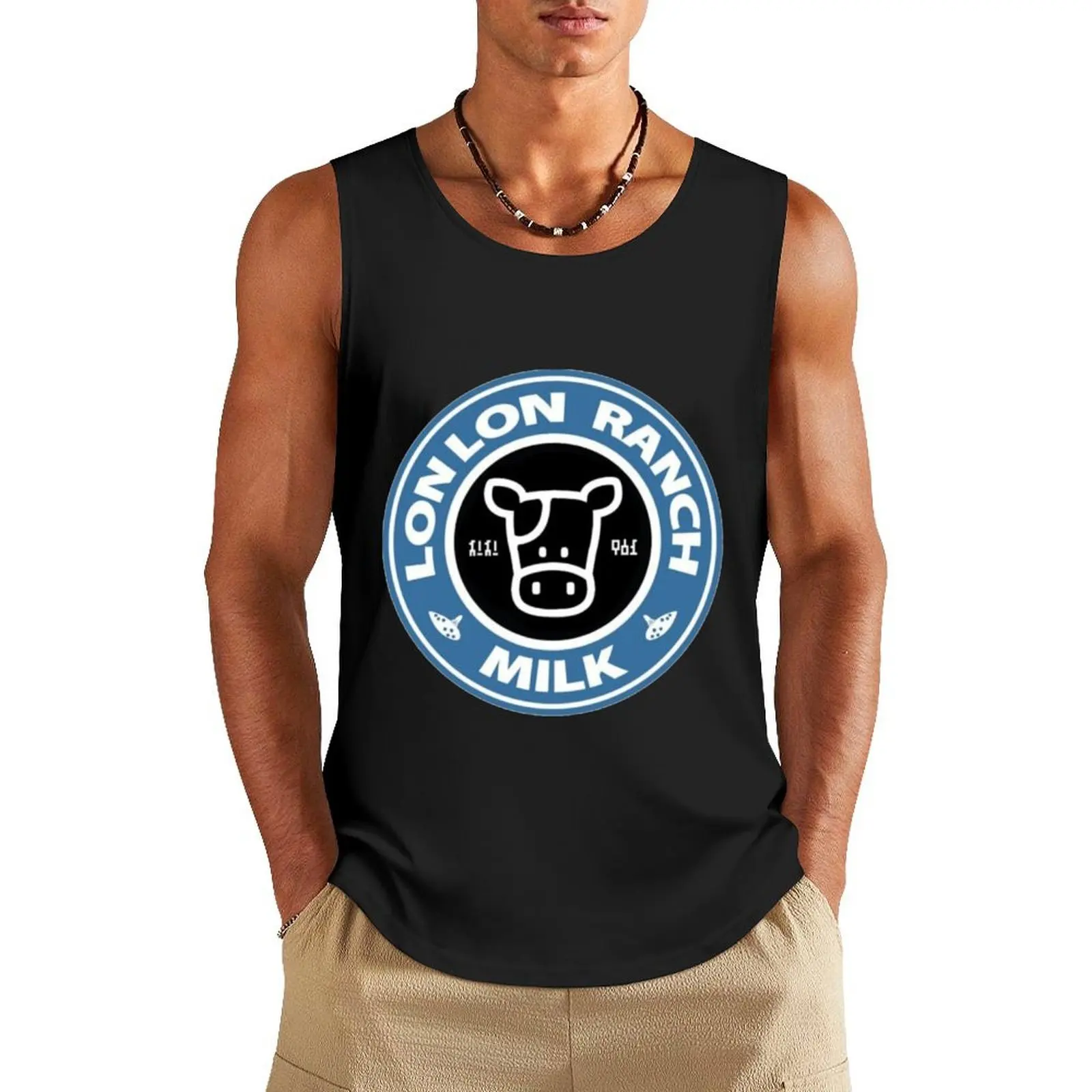 

Lon Lon Milk high quality BLACK Tank Top Men's vest t-shirt for man anime clothes