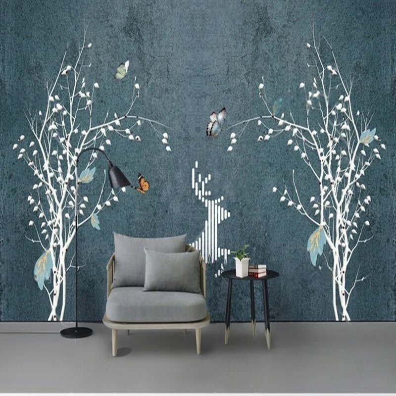 

Индивидуальные скандинавские абстрактные современные эстетические золотые фольги зеленые растения ТВ роскошное украшение дома спальня диван фон стены