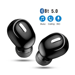 X9 Mini In-Ear 5.0 Bluetooth Single Earphone Wireless Headset With Mic Sports Earbuds Handsfree Stereo Earphones For All Phones