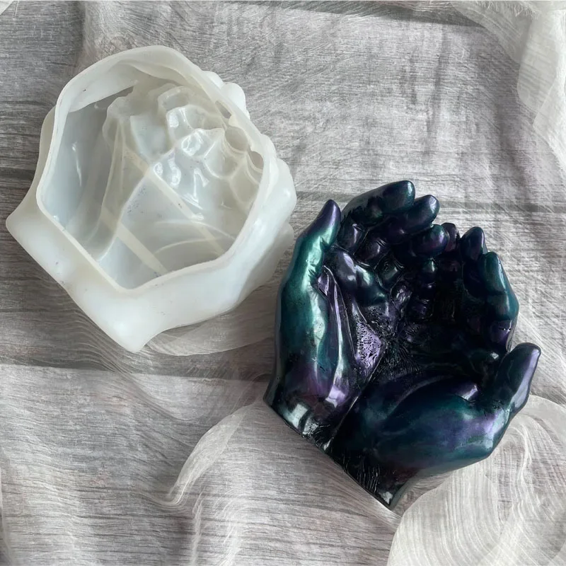 핫 양손 모델 핸드 스토리지 송진 몰드 촛대 콘크리트 실리콘 몰드, 세라믹 클레이 DIY 공예, DIY 화분 몰드 